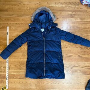 Old Navy long Frost Free‎ hooded puffer jacket XS Navy